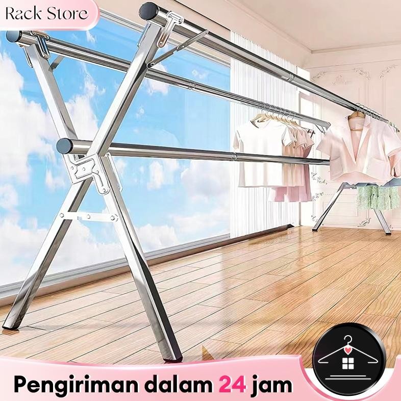 SUS 304 Jemuran Baju Lipat Jemuran Pakaian Stainless Steel Jemuran Hanger Portable