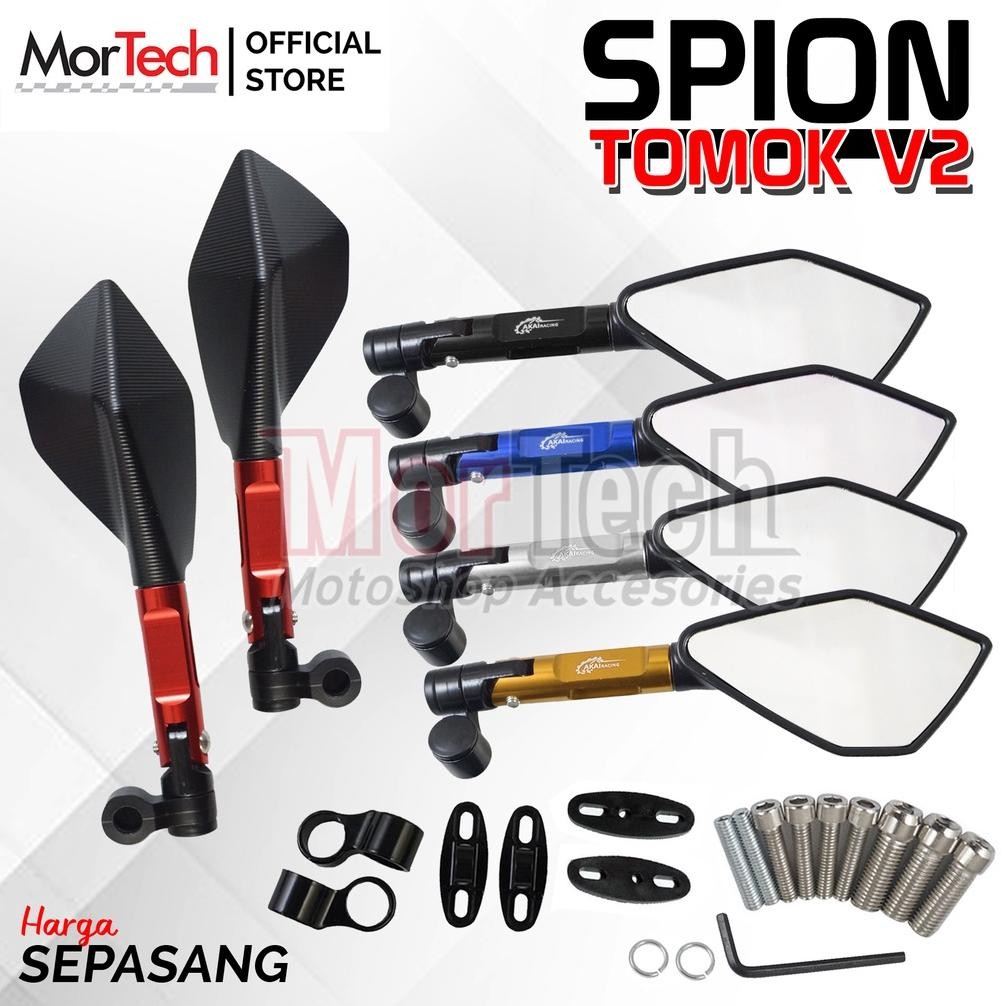 CNC Kaca Spion Sepion Motor CRF Variasi Model Rizoma Tomok V2 Hitam Silver Gold Merah Biru