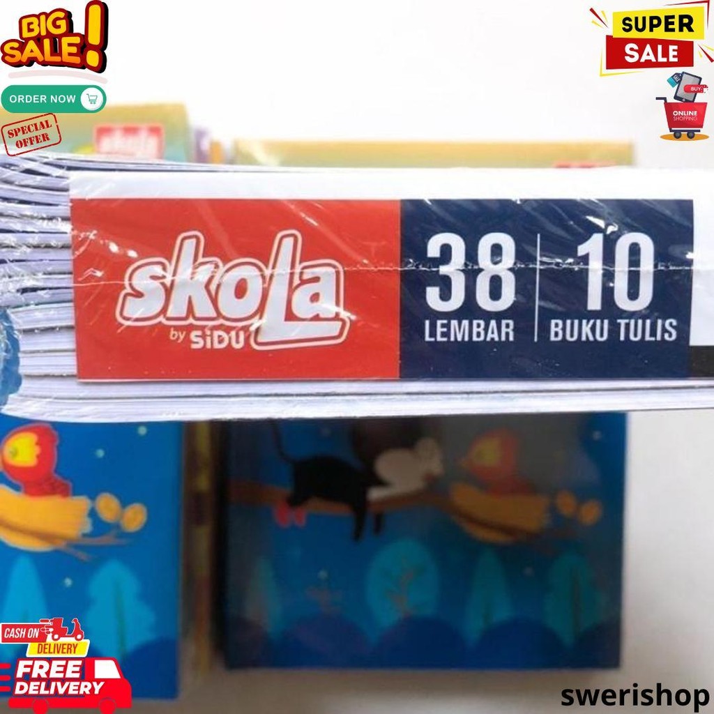 

Buku Tulis Sidu Skola 38 Lembar Murah / Buku Sekolah 1 Pak Isi 10 Buku D Terlaris