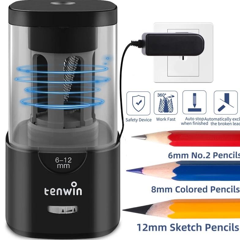 

6-12Mm Stendent Automatic Electric Pencil Sharpener Mechanical Bulk Usb For Kid School & Office Supplies With Spiral Tool Holder