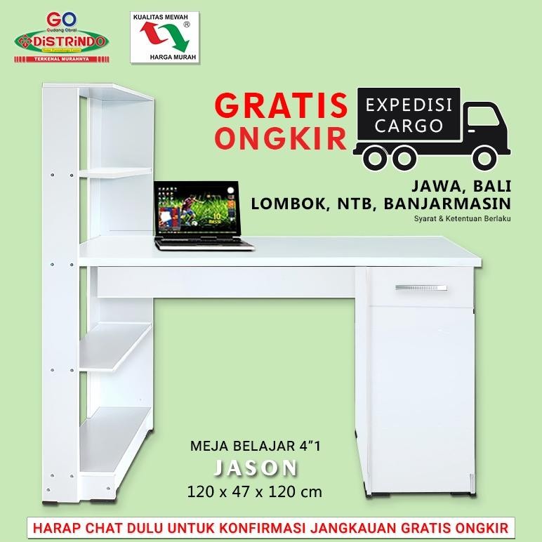 Meja Belajar / Meja Kerja / Meja Kasir Kios Laci + Kunci Ada Lemari dan Rak Serbaguna