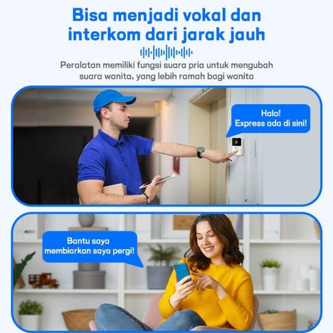 BEL RUMAH WIRELESS TUYA DOORBELL KONTROL PONSEL BEL PINTU VISUAL WIFI TUYA SMART DOORBELL CAMERA [TU