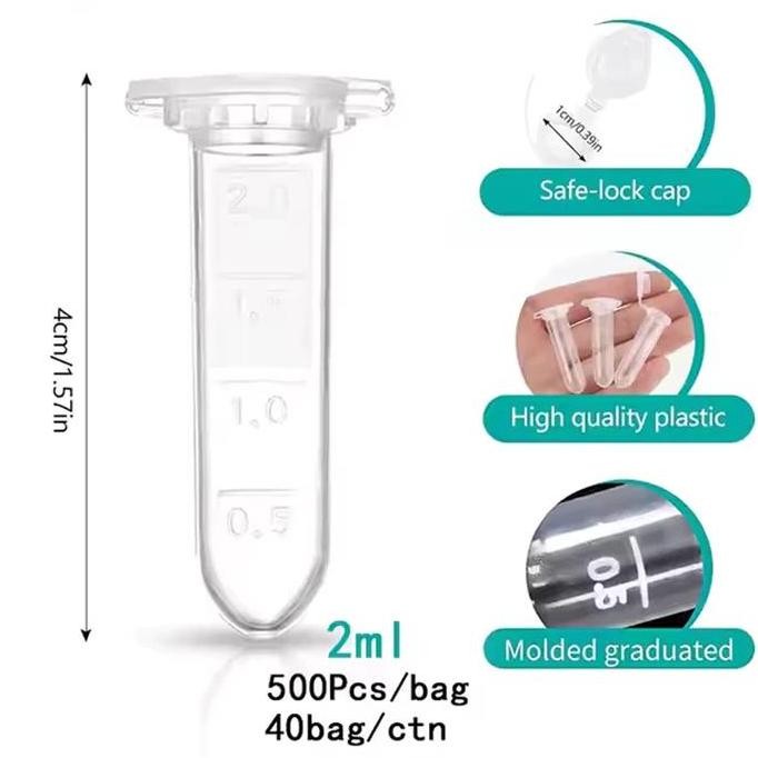 COD PCR Tube 500pcs Eppendorf Tube 2ml Centrifuge Tube Sample Cup