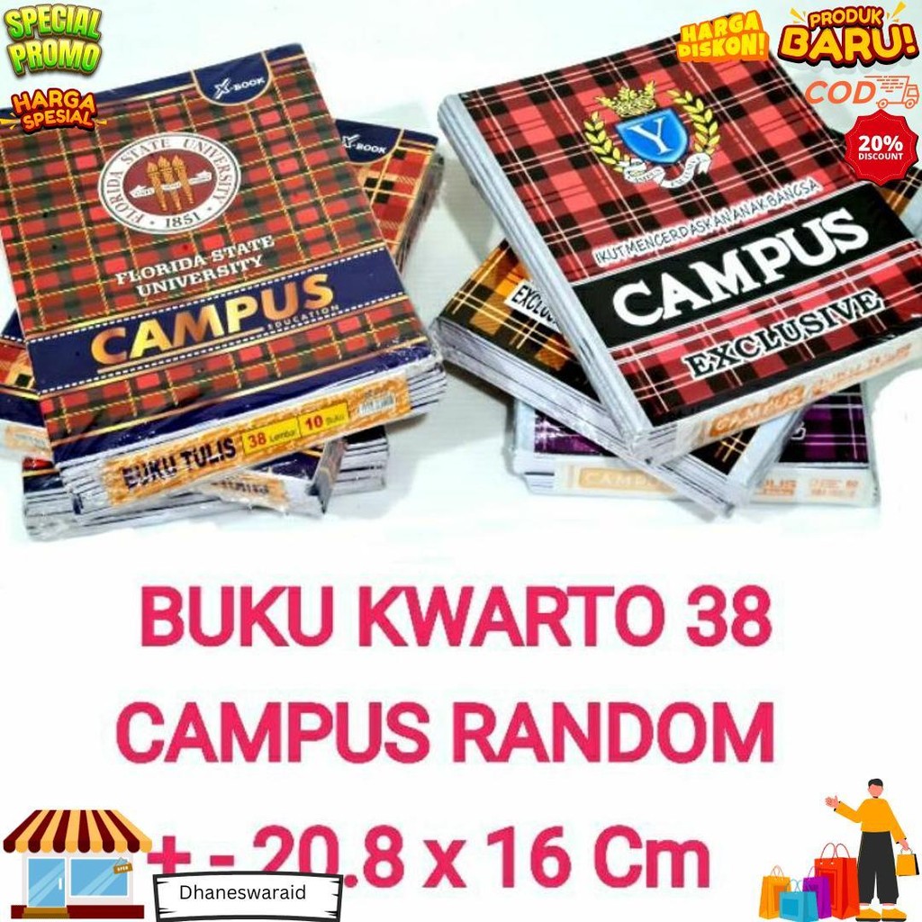 

Buku Tulis 38 Lembar Campus Isi 10 Buku Random D Sale