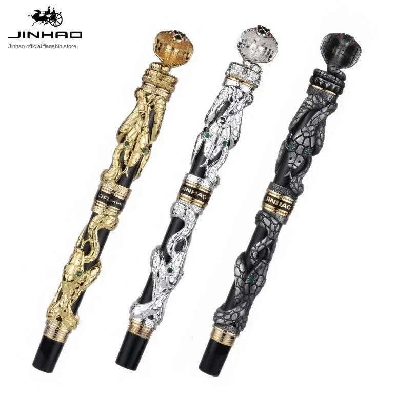 

Jinhao Golden Metal Snake Fountain Pen F/1.0Mm Nib Luxury Elegant Cobra Metal Writing Ink Pen Stationery Office School Supplies