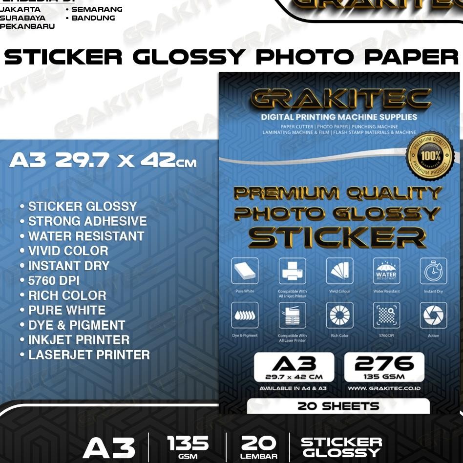 

Erta Tier A3 Gloy Photo Tier 135 Gm Foto Gloy Tier Upport Printer Epon Canon Brother Tinta Dye