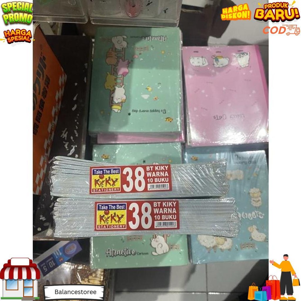 

Buku Tulis Kiky 38 Lembar 1 Pak (Isi 10 Buku) Bagus / Warna / Polos D Promo 4.4
