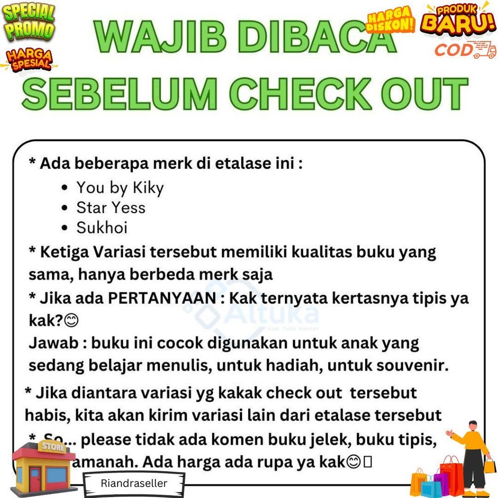 

(Per Pack Isi 10) Buku Tulis 38 Lembar You By Kiky D Cod