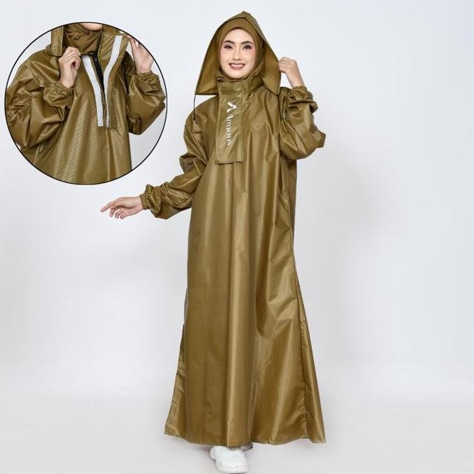 Armous Jas Hujan Wanita Muslimah Mantel Syari Tebal Model Gamis Stok Terbatas