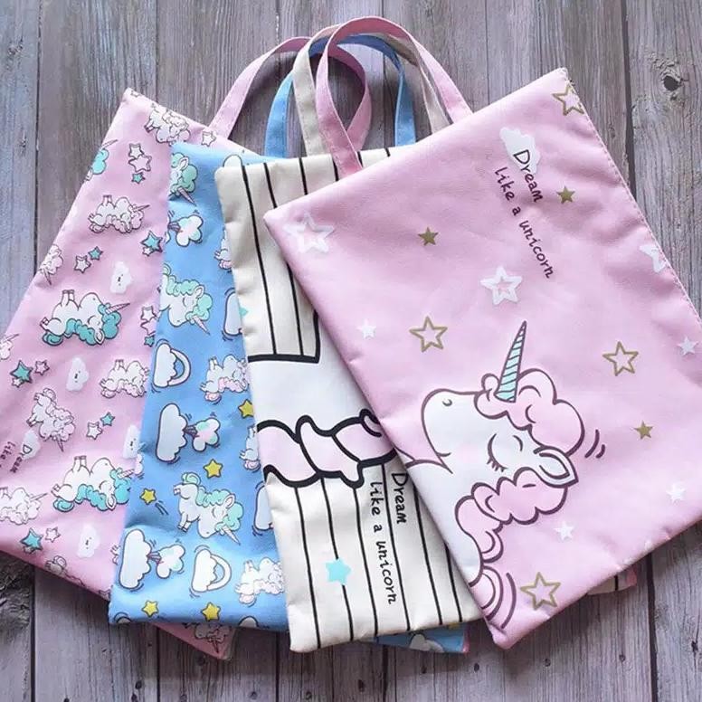 

''Terlaris" Portable A4 File Storage Pouch Unicorn / File A4 Unicorn / Alat Tulis Murah