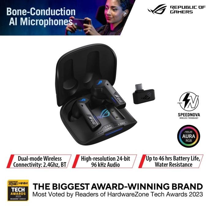 Original ASUS ROG Cetra TWS SpeedNova | Bluetooth & 2.4 GHz Wireless Gaming Headphones with ROG Spee