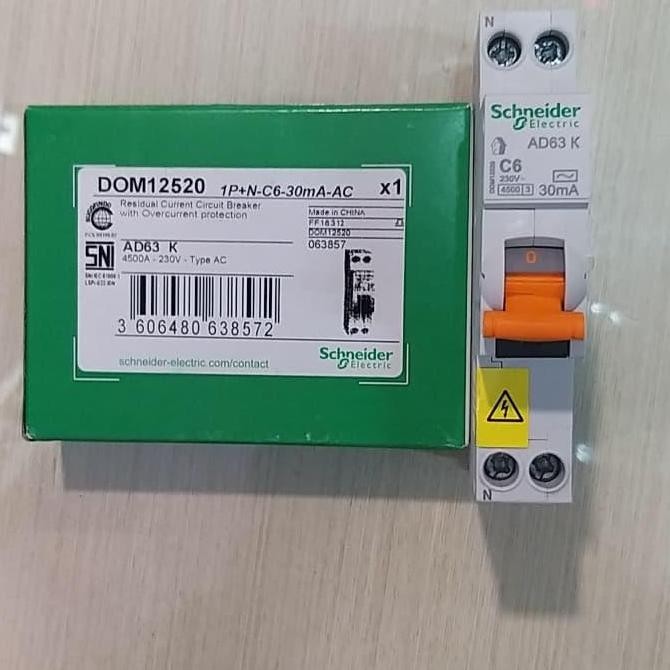 RCBO 6A Slim 1P+N-C6A-30mA Schneider