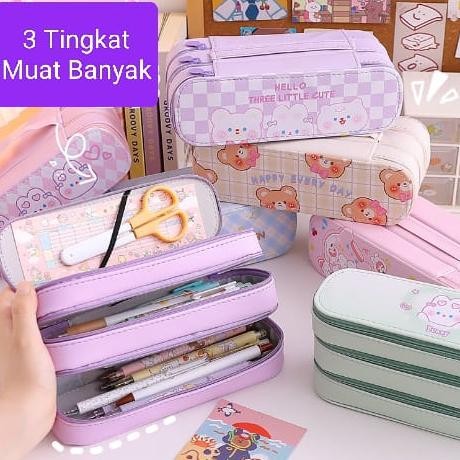 

''Terlaris" ( Zwq ) K006 Kotak Pensil 3 Layer Korean Style Pencil Case / Pensil Import 2 Layer Dan 3 Layer / Kotak Pensil 2 Tingkat Dan 3 Tingkat Murah
