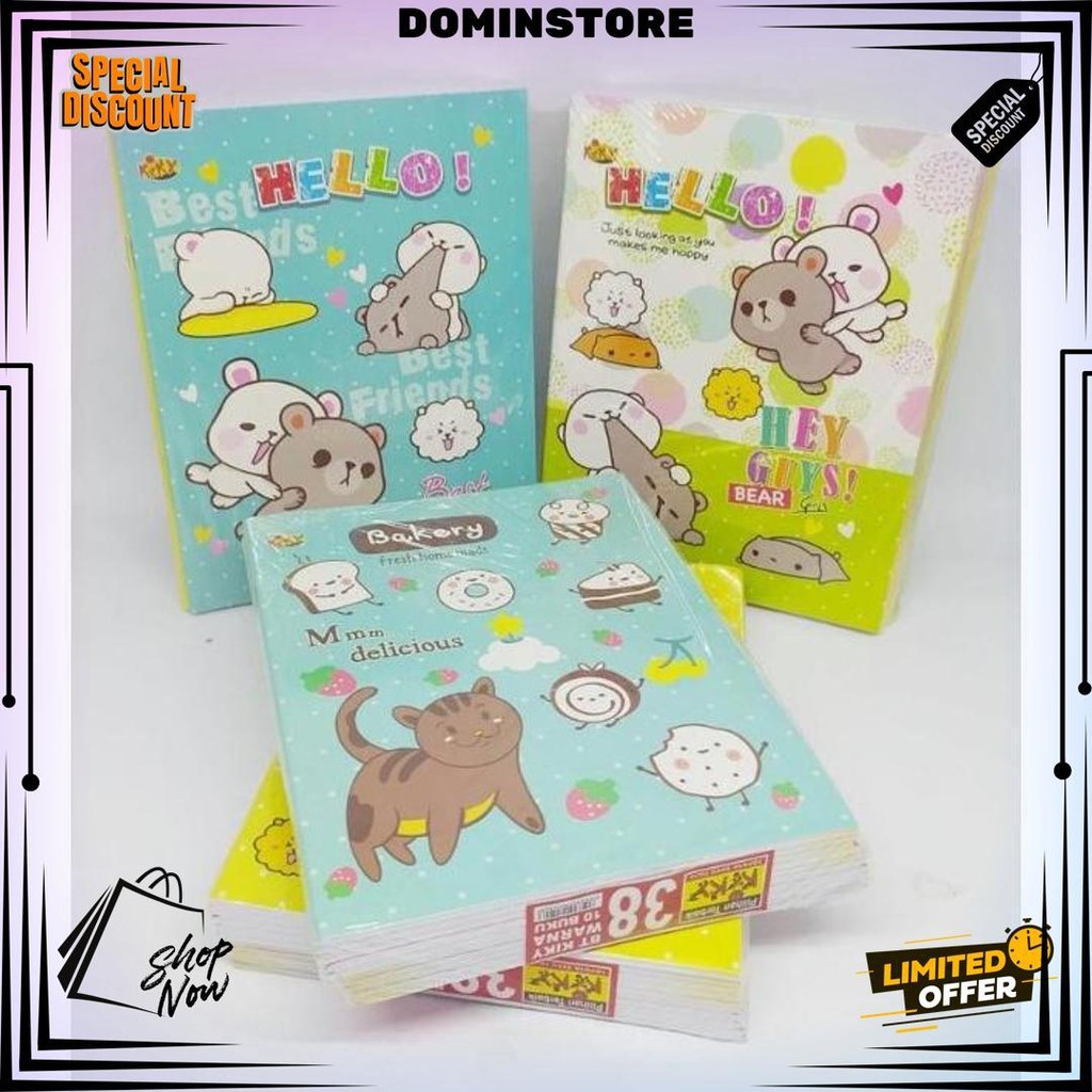 

(10 Buku) Buku Tulis Sekolah 38 Lembar Kiky / Buku Okey Garis Isi 1 Pack D Promo Puncak