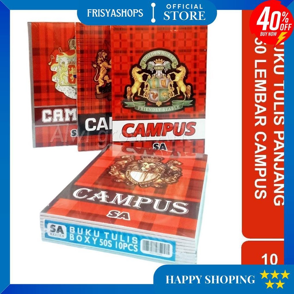 

Buku Tulis Panjang Campus 50 Lembar Boxy Sampul Tebal | 1 Pack = 10 Buku D Promo 4.4