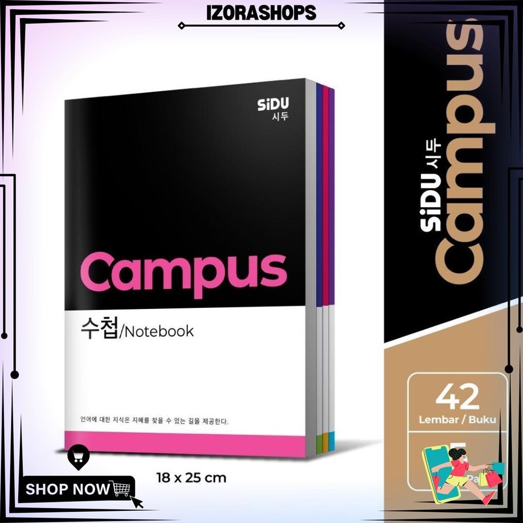 

(1Pak Isi 5Buku)Sidu Buku Tulis Campus 42 Lembar / Buku Tulis Sidu Campus 1Pak Isi 5 Buku D Termurah