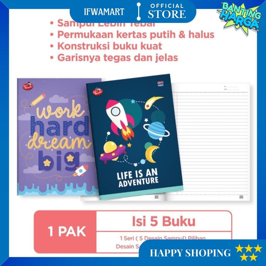 

Buku Tulis Sidu Maxi 42 Lembar - 5 Buku D Promo Puncak