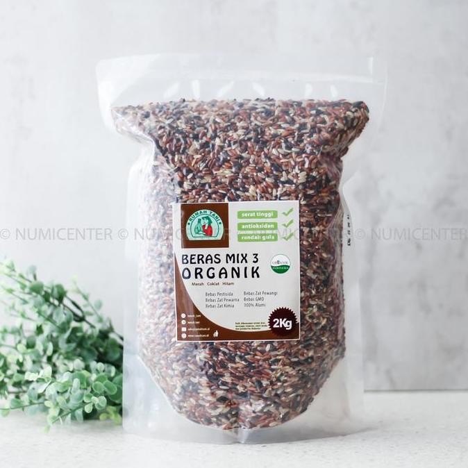 

tersedia 2kg beras mix 3 organik merah coklat hitam - rumah tani lestari rtl