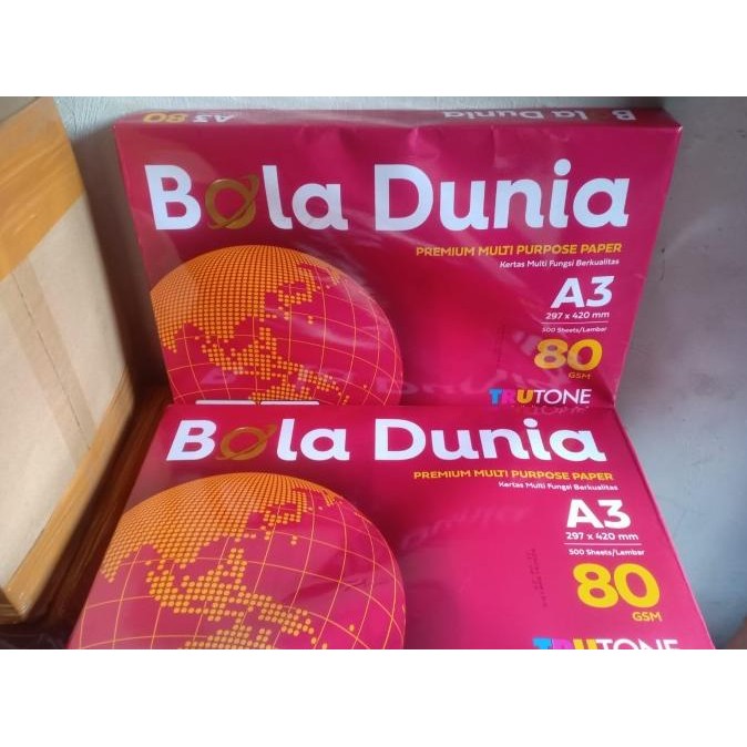 

kertas hvs bola dunia,paper one,sidu a3 80 gsm harga promo 1 rim murah
