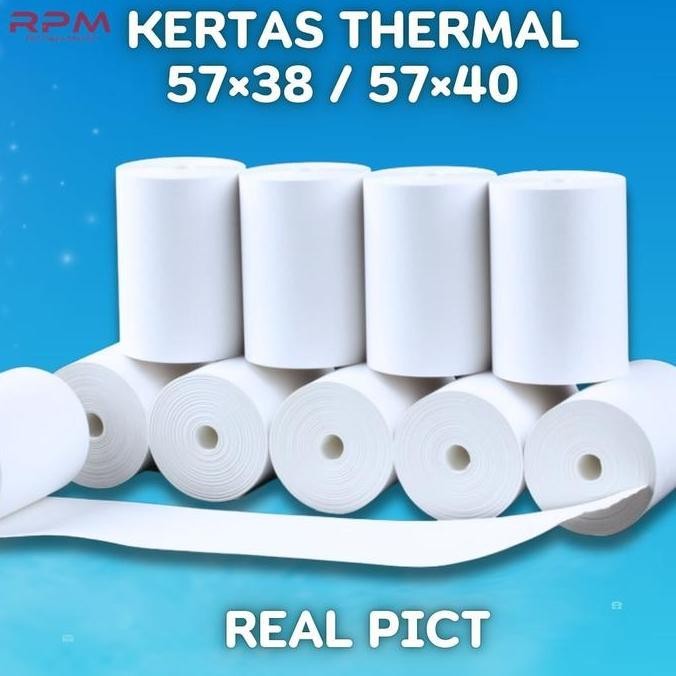 

10 Roll ( 1 Pack ) Kertas Struk Thermal 57x38 / 57x40 Coreless Kertas Kasir Termal 57x38mm Printer Bluetooth Edc 57m 58mm murah