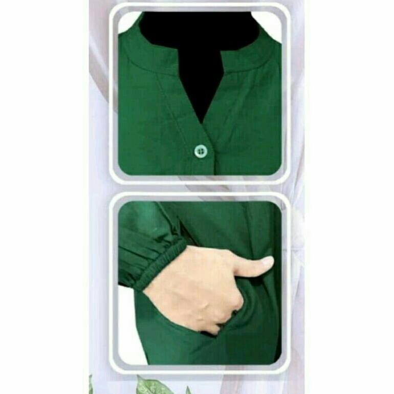 Tunik Polos Jumbo Warna Hijau Botol Pakaian Wanita Jumbo Atasan Big Size Muslim