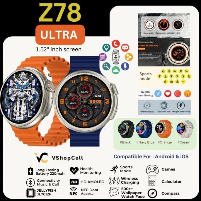 BEBAS ONGKIR - SMARTWATCH Z78 ULTRA AMOLED & NFC Support  Android & iOS