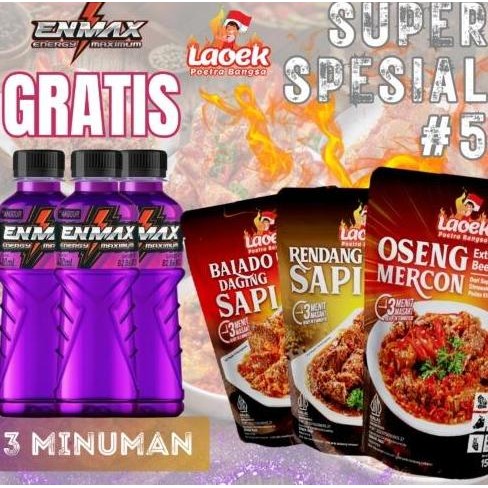 

{Super Spesial #5} Balado daging sapi / Rendang sapi / Oseng mercon / ENMAX rasa anggur Makanan Pedas Siap Saji 150 Gram Daging Instan Frozen Food Seafood Meat Spicy LAT
