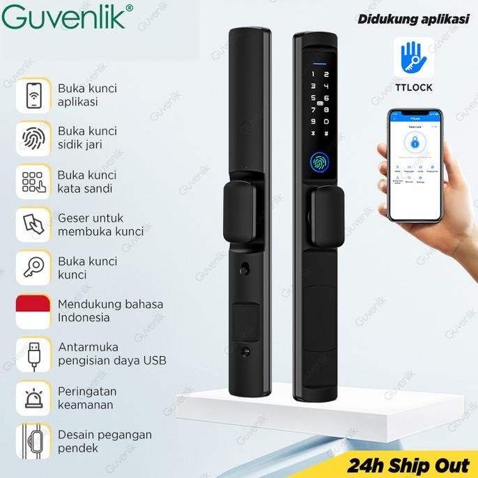 Bisa Gosend Smart Door Lock Ttlock Kunci Pintu Rumah Fingerprint Kunci Pintu Sliding Short Handle Ku