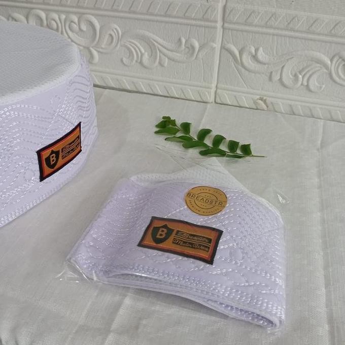 Peci Songkok Kopiah Haji ikaf Madinah Bulat FULL AC jaring Putih Premium tinggi 9cm Murah - Peci Pri
