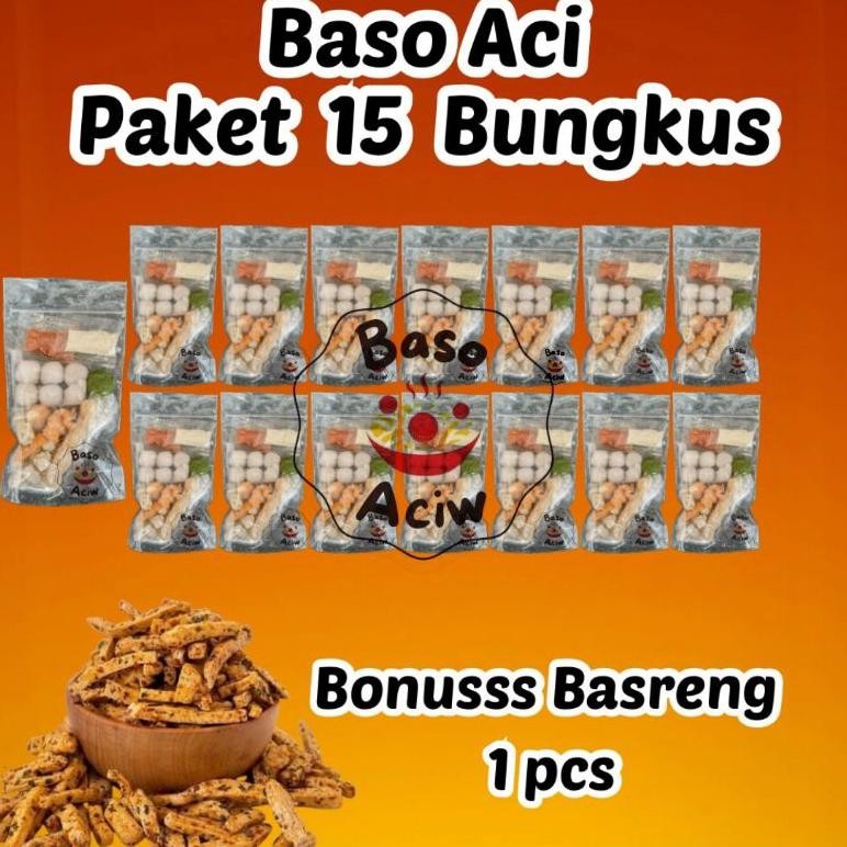 

TERLARIS Paket Baso Aci Instan Isi 15 Pcs / 15 Paket Baso Aci Bonus Basreng / Promo Bakso Aci Paket 15 Pcs Siap kirim