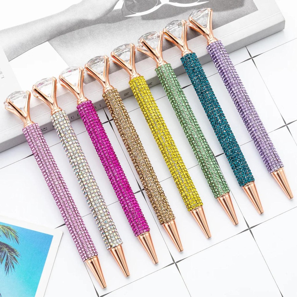

30Pcs Girl Student Stationery Rotating Metal Pen Crystal Diamond Pen Advertising Gift Pen