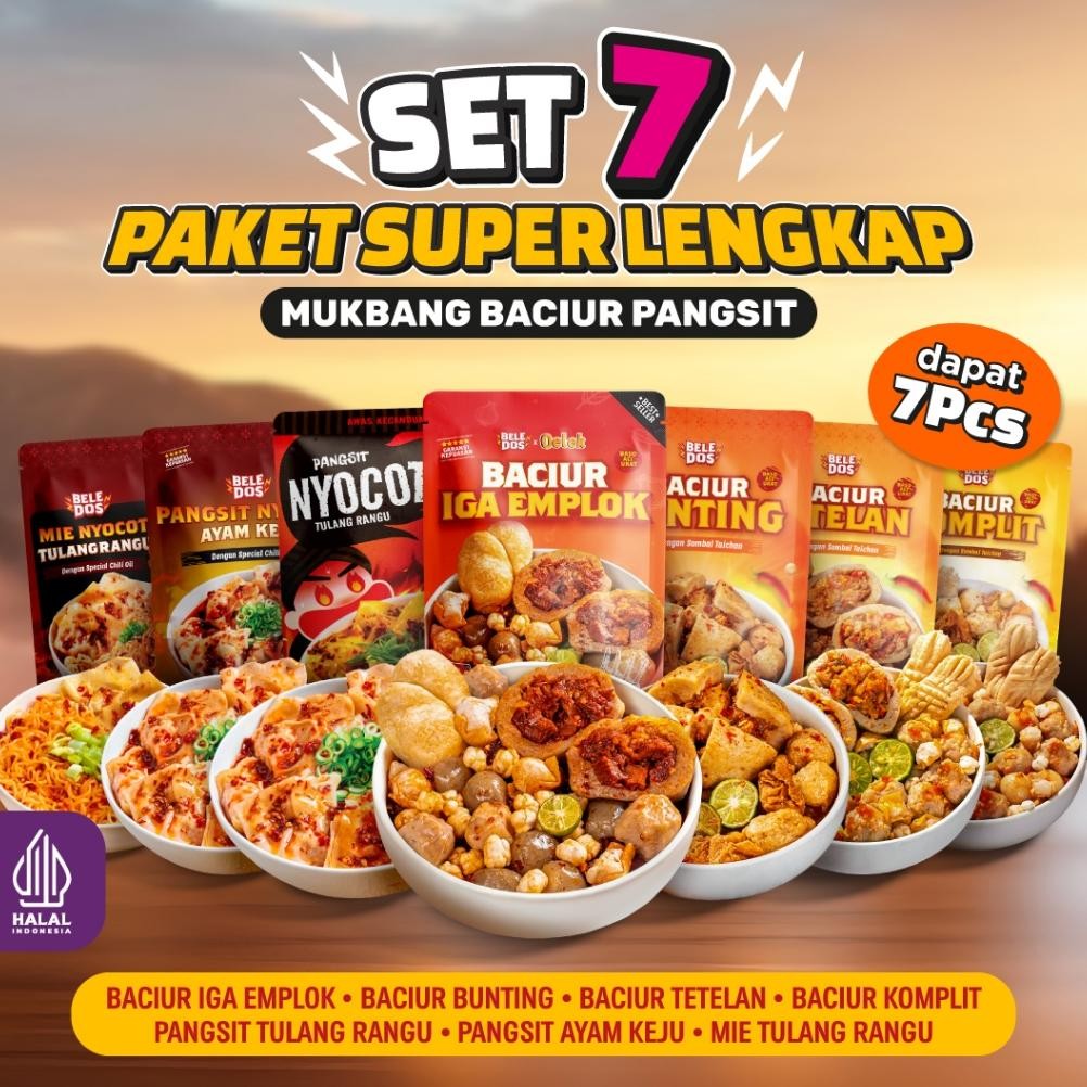 

TERLARIS Beledos Paket Super Lengkap Baso Aci Sambal Taichan / Pangsit Nyocot Ayam Keju / Mie Nyocot Tulang Rangu Chili Oil Siap kirim