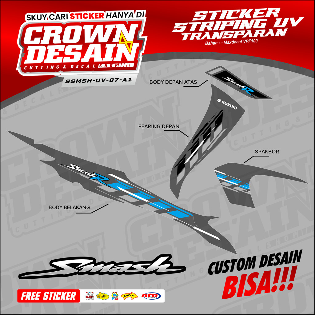 STRIPING UV TRANSPARAN SMASH 110 OLD MOTIF VIETNAM STYLE STIKER SEMIFULL SUZUKI SMASH TITAN 110 OLD 