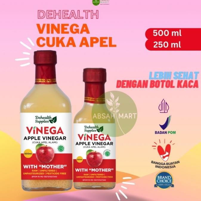 

STOK TERBATAS CUKA APEL DEHEALTH VINEGA FINEGA 250 ML DAN 500 ML RAW UNFILTERED