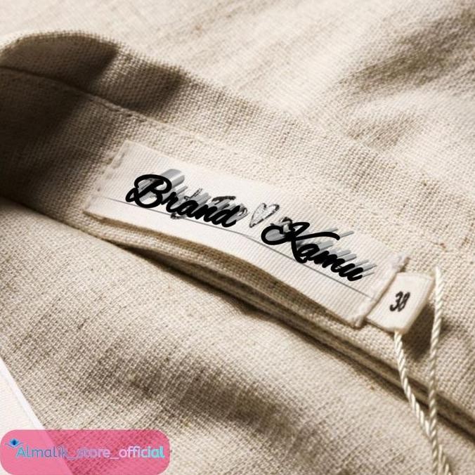 

ready 100 pcs Label baju satin custom lebel hijab tas sepatu topi jaket kaos merk nama sendiri tinta Hitam murah