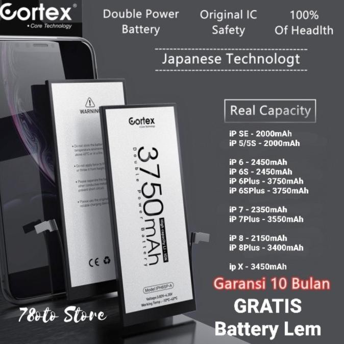 BEBAS ONGKIR - Batre baterai iphone 8-2150mAh/8P-3400mAh double power cortex Original