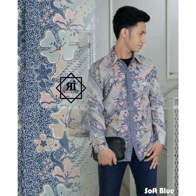 Kemeja Batik Pria Lengan Panjang Bahan Katun Premium Motif Laras Nevy Kekinian Cocok Untuk Kantoran 