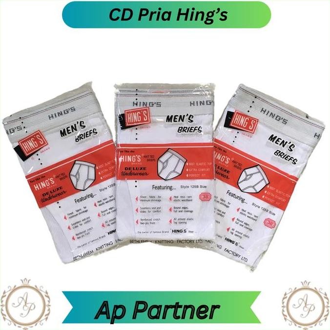 Siap Kirim [6 Pcs] Celana Dalam Laki-laki HING Putih Bahan Katun 32-42 | Grosir Celana Dalam Pria Hi