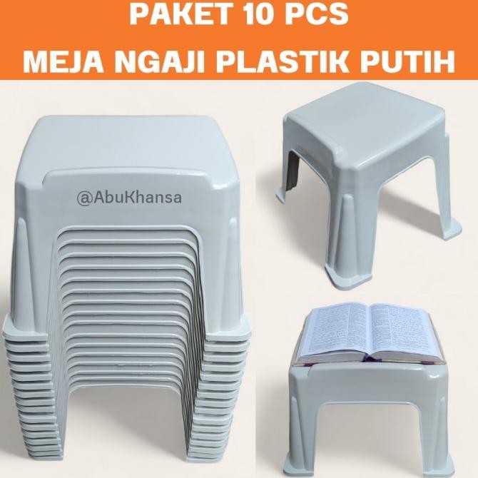 ready  PAKET 10 PCS MEJA NGAJI PLASTIK PUTIH LEKAR PLASTIK MEJA MENGAJI