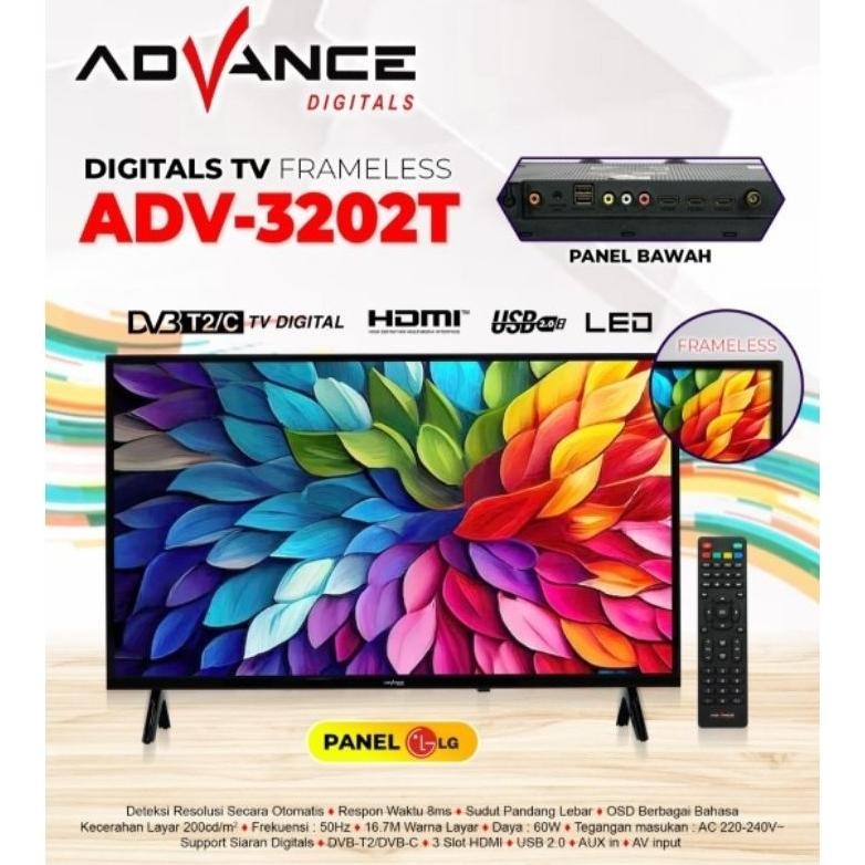 Advance Smart TV Digital Frameless 32" Inch ADV 3202T Television Digital LED / Televisi Digital