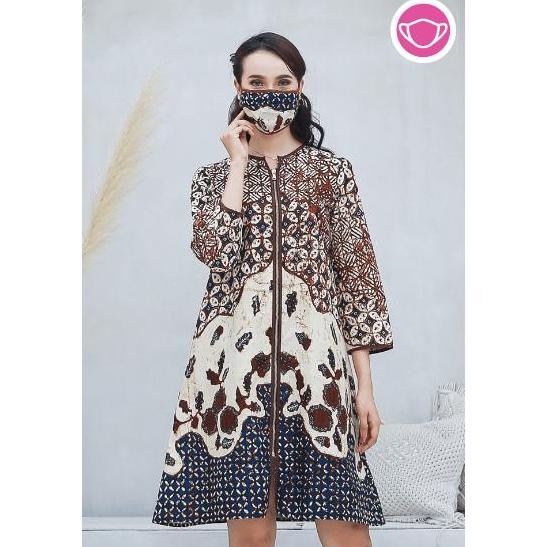 Promo Vivara Tulis D0220,Baju Dress Batik wanita modern Nona Rara batik