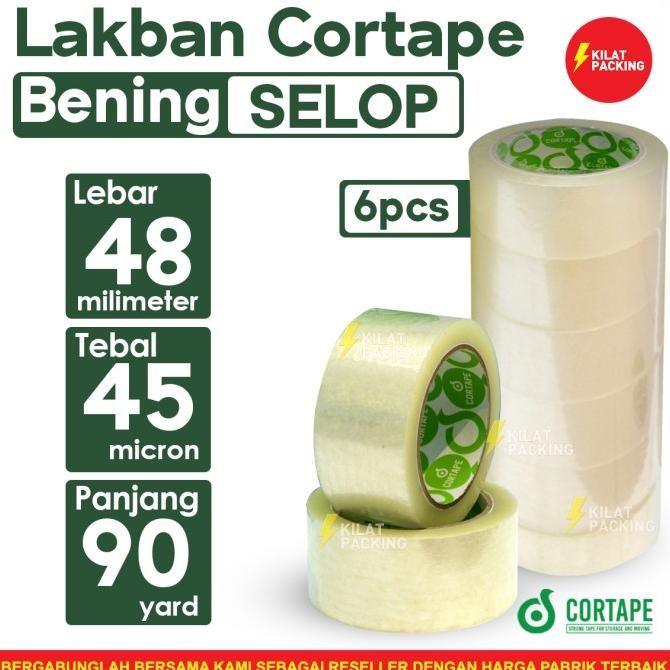 

ready Lakban Cortape Bening Lakban bening 48 mm x 90 yard 1 Selop murah