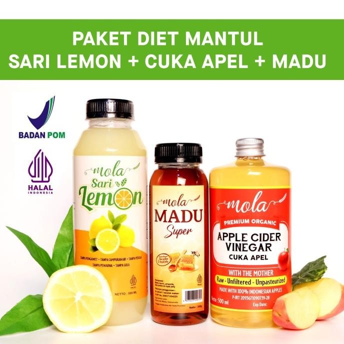 

STOK TERBATAS PAKET DIET MANTUL MOLA CUKA APEL + SARI LEMON + MADU MURNI