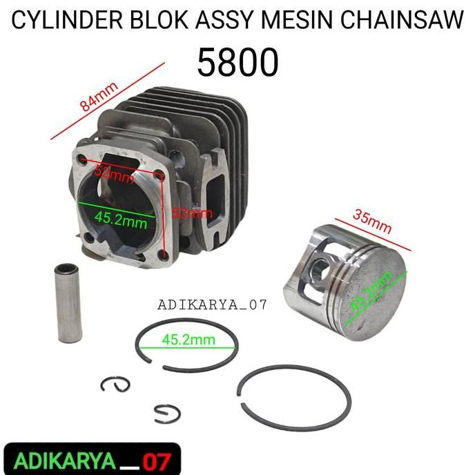 Cylinder block ASSY blok boringan KOMPLIT mesin chainsaw sinso mini tipe 5800 FIRMAN murah