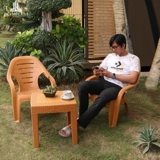 new Olymplast Kursi Meja Plastik Teras Set 2 Kursi + 1 Meja OL 509 murah