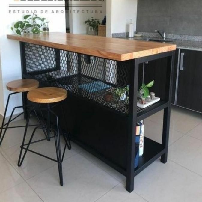 ready  set meja bar cafe / meja makan minimalis / meja makan industrial