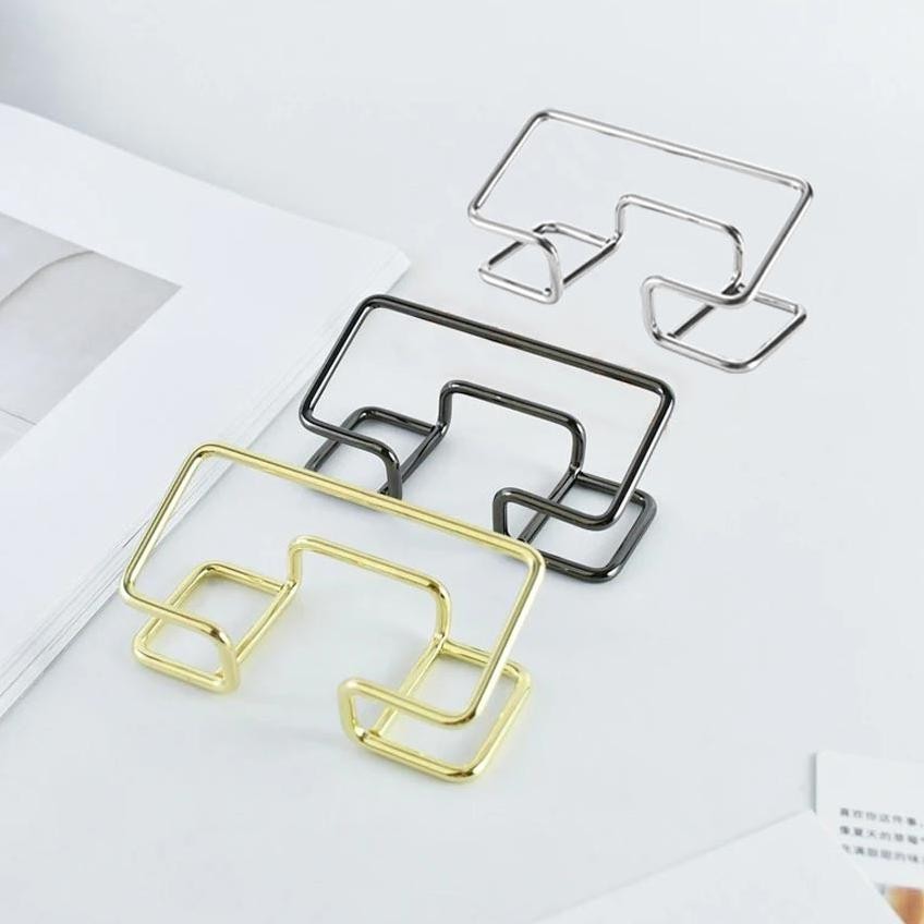 Premium Tempat Kartu Nama Logam Sederhana Baru / Pemegang Kartu Nama Logam Desktop / Kartu Nama Emas