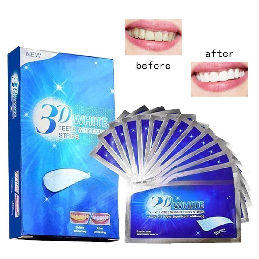 Premium 3D White Teeth Whitening Strips / Teeth Stiker Penghilang Noda / Plester Pemutih Gigi Lima D
