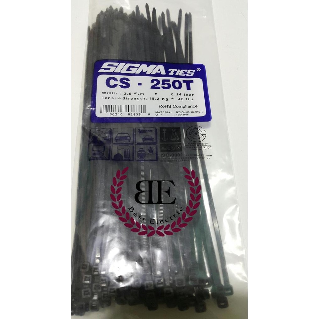 

tyS Kabel Ties / Kabel Tis / Cable Tie CS 250 T HITAM 25 cm SIGMA CS250T