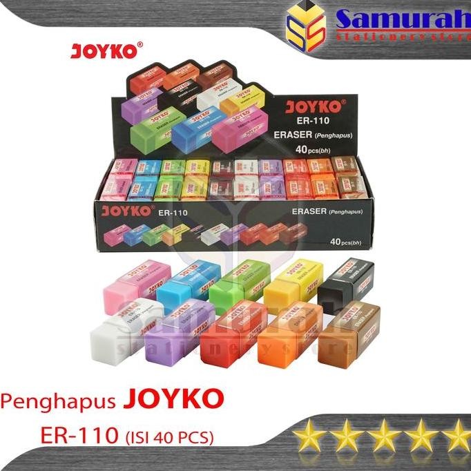 

tyS Penghapus Pensil Joyko ER-110 Kecil isi 40 Pcs / Eraser ER 110 Colours / Hapusan Stip Pencil B40 10